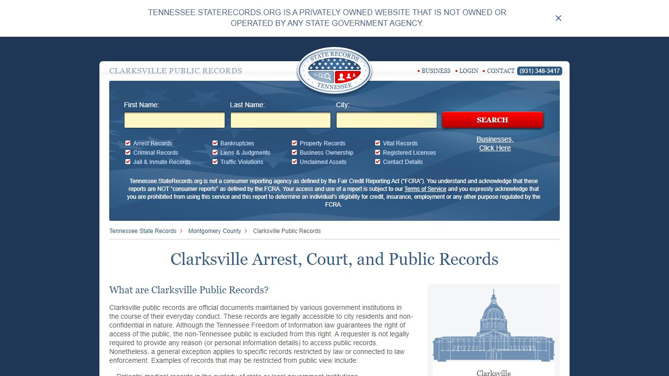 Clarksville Arrest, Court, and Public Records