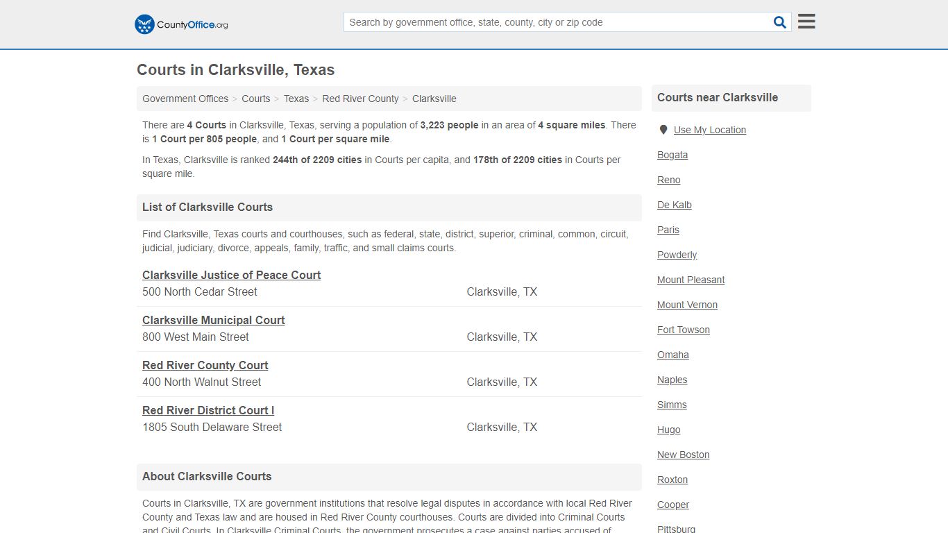 Courts - Clarksville, TX (Court Records & Calendars) - County Office