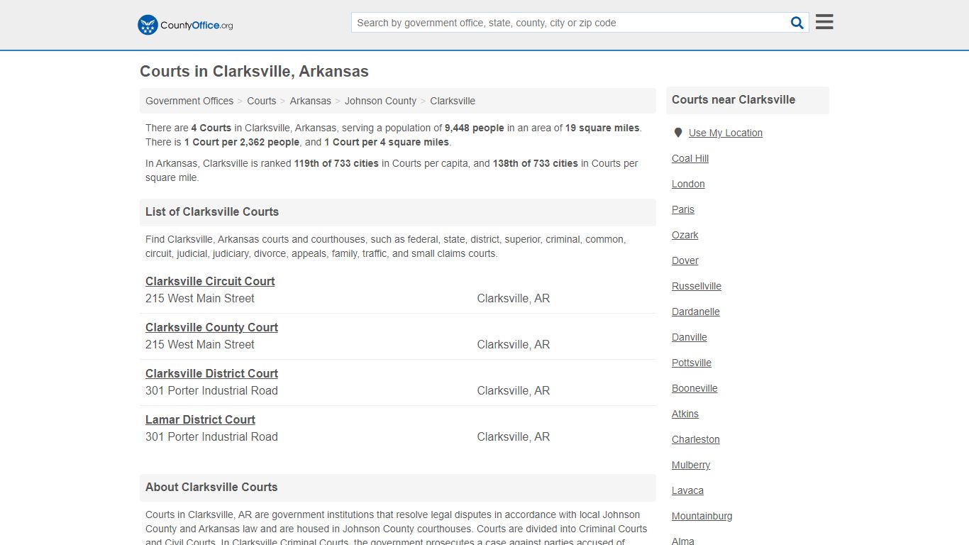 Courts - Clarksville, AR (Court Records & Calendars)